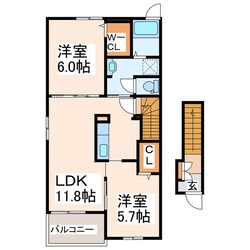 上松山 徒歩12分 2階の物件間取画像